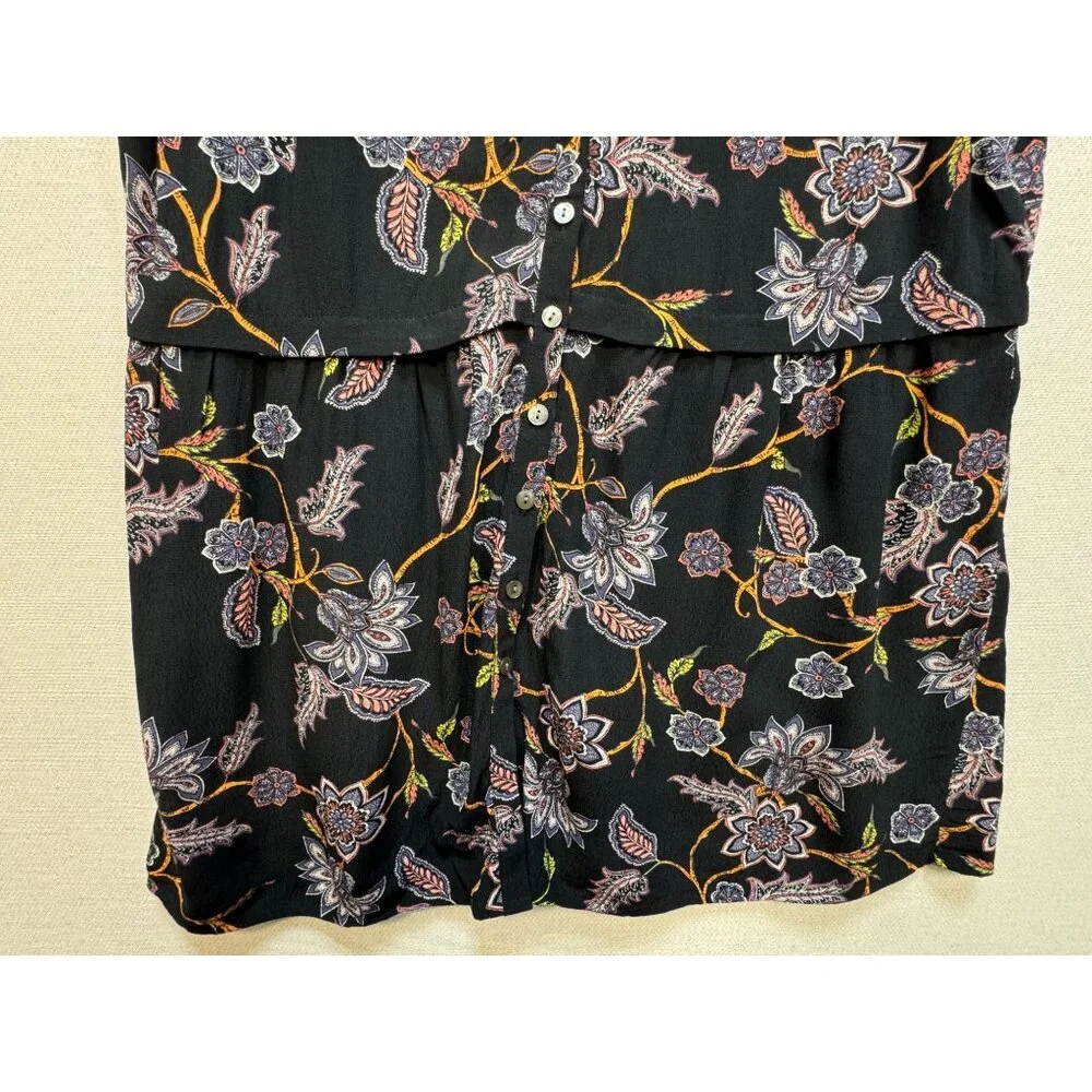 J. Jill Womens Button-Front Blouse Top Size S Petite Black Floral Sleeveless Y2K - Picture 6 of 11